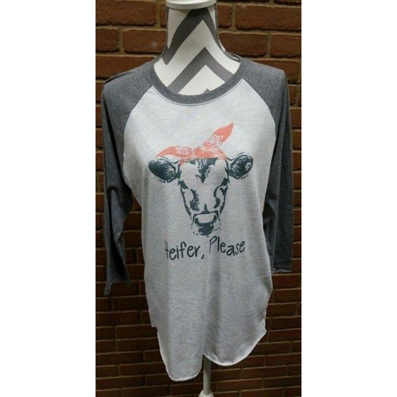 Emi Sue's Tops - New Heifer Please Raglan T-Shirt